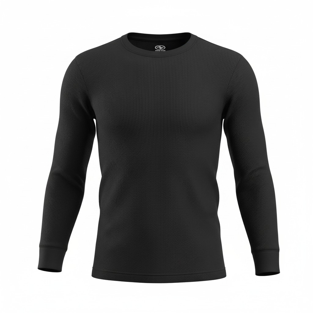 Athletic Works Black Waffle Comfy Long Sleeve Kids Tee S (6-7) EUC